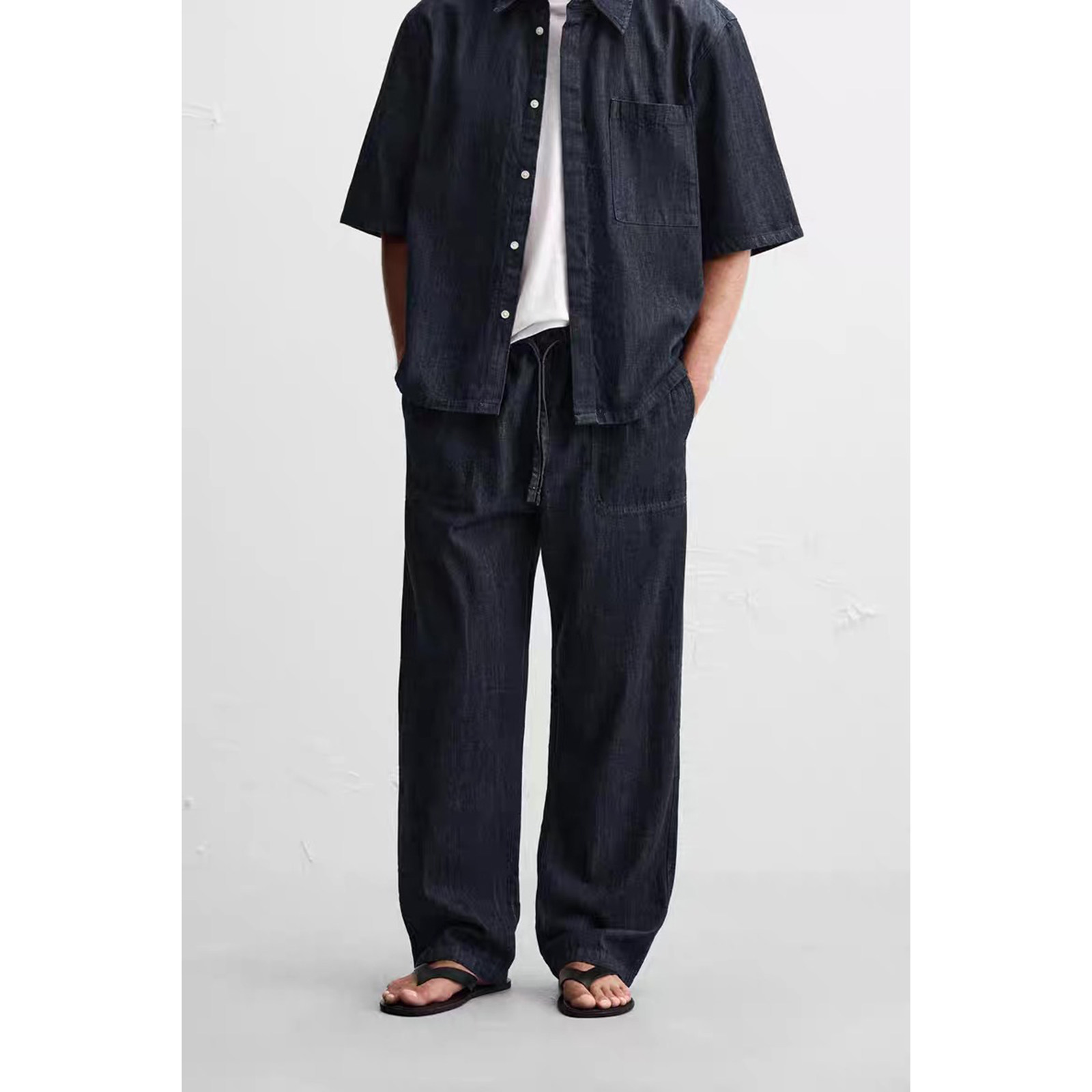 ZA 2025 秋季新品 男装 棉质慢跑裤腰宽松版型休闲牛仔裤 1455305