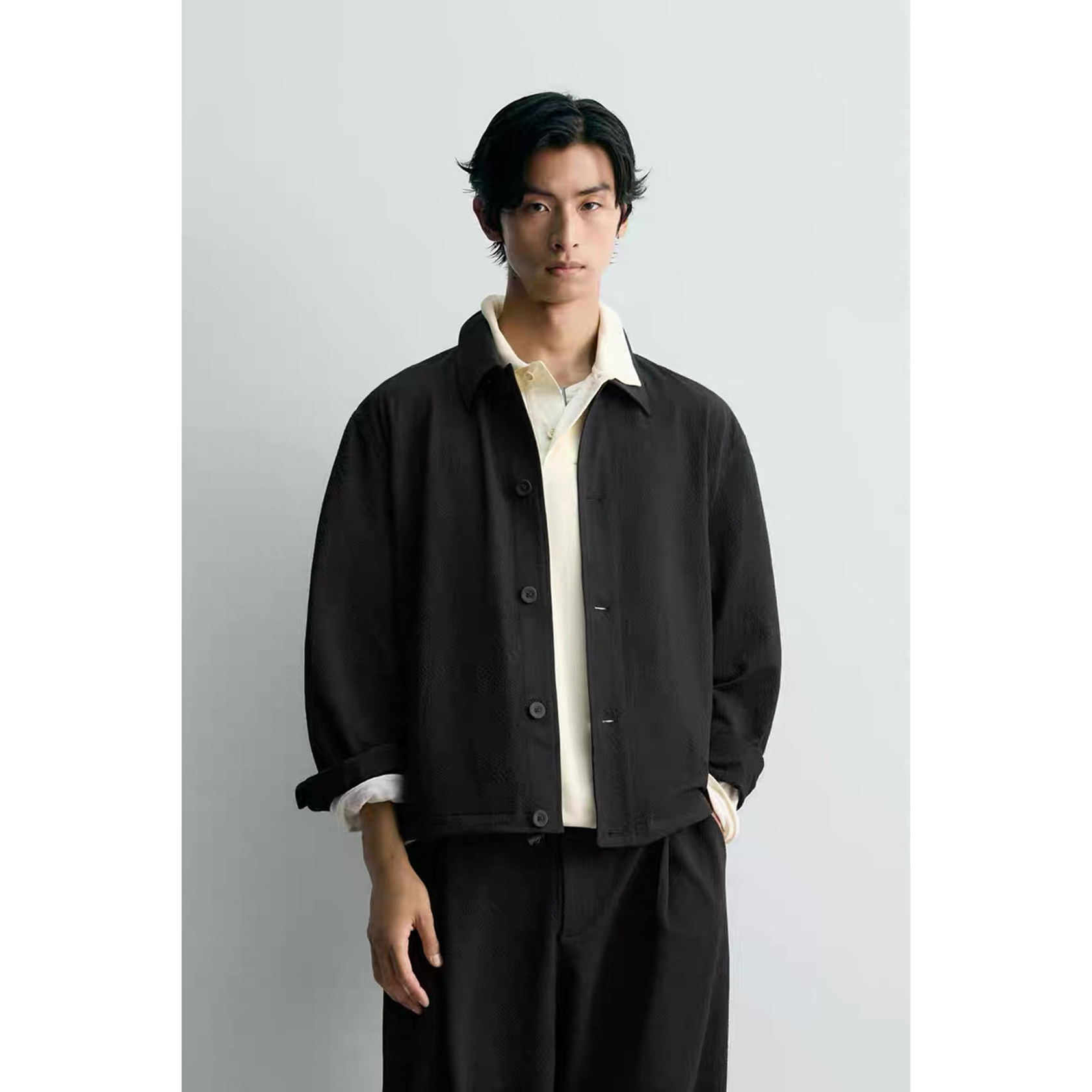 ZA 2025 秋季新品 男装 宽松凉感泡泡纱长袖衬衫外套 7380562 800