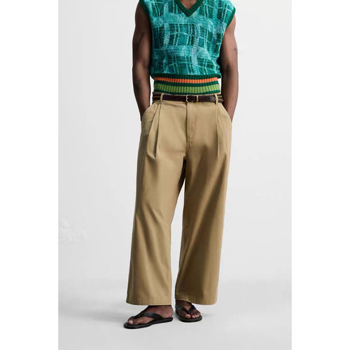 柜499！ZA2025秋季新品 男装宽松棉质简约休闲长裤 1957305 707