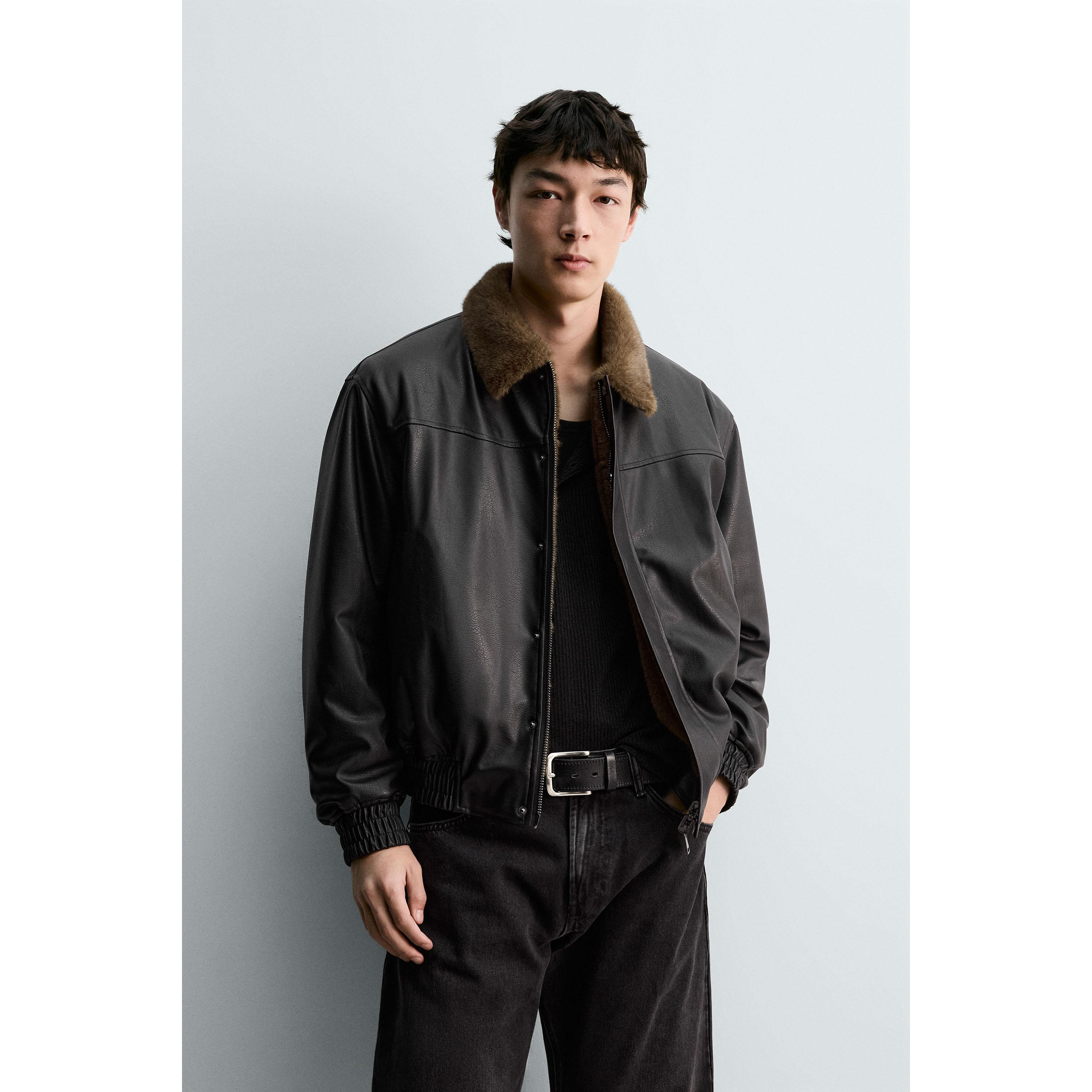 柜799！冬季新品男装 双面穿皮毛一体仿皮加厚夹克外套 0993900