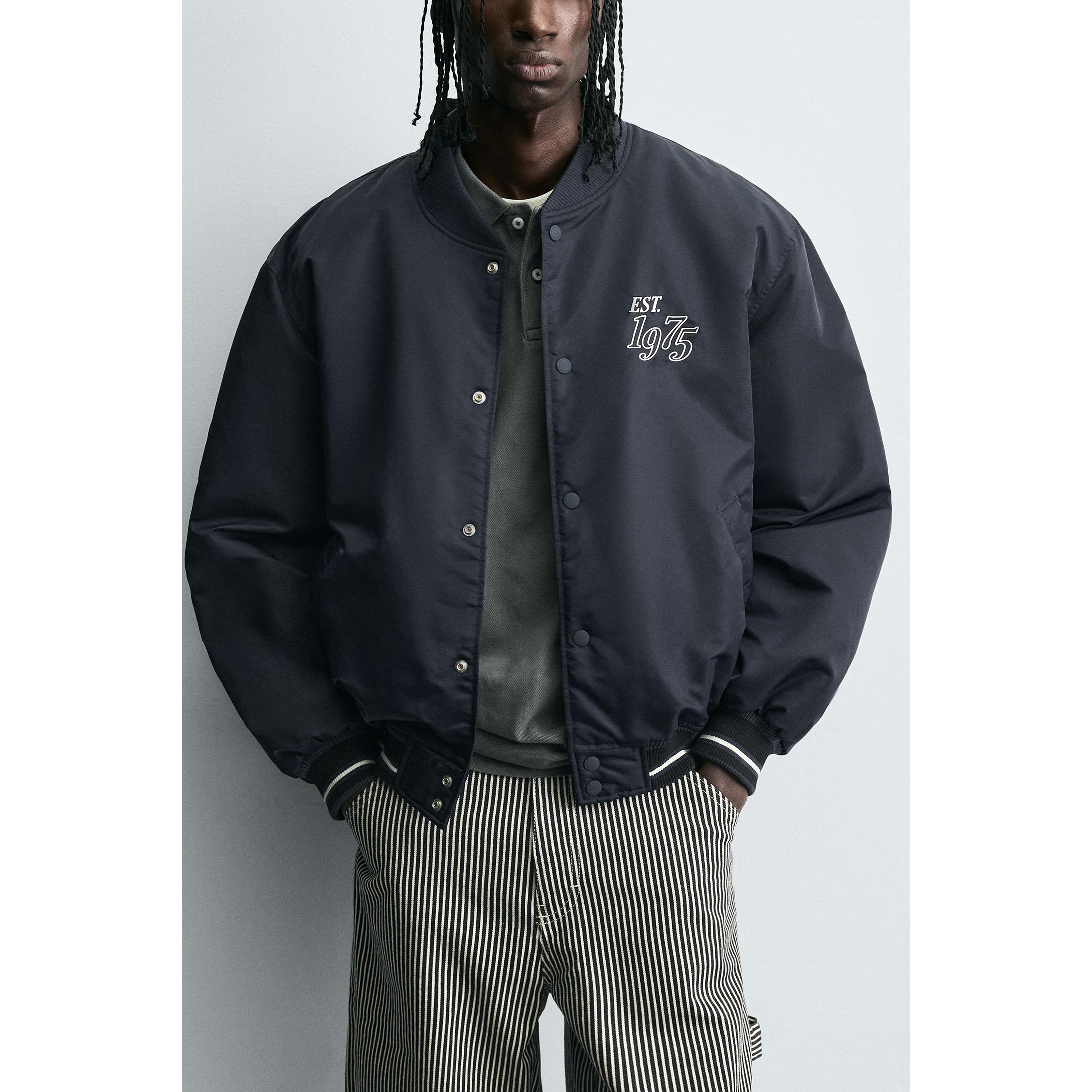 ZA 2025 特惠精选 男装 撞色刺绣飞行员长袖夹克外套 4391320 400