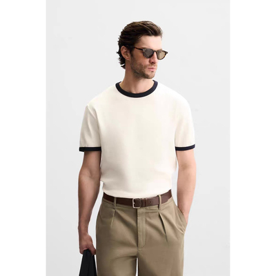 2025新款 夏季新品 男装 多色选撞色凸纹修身圆领短袖T恤 0761412