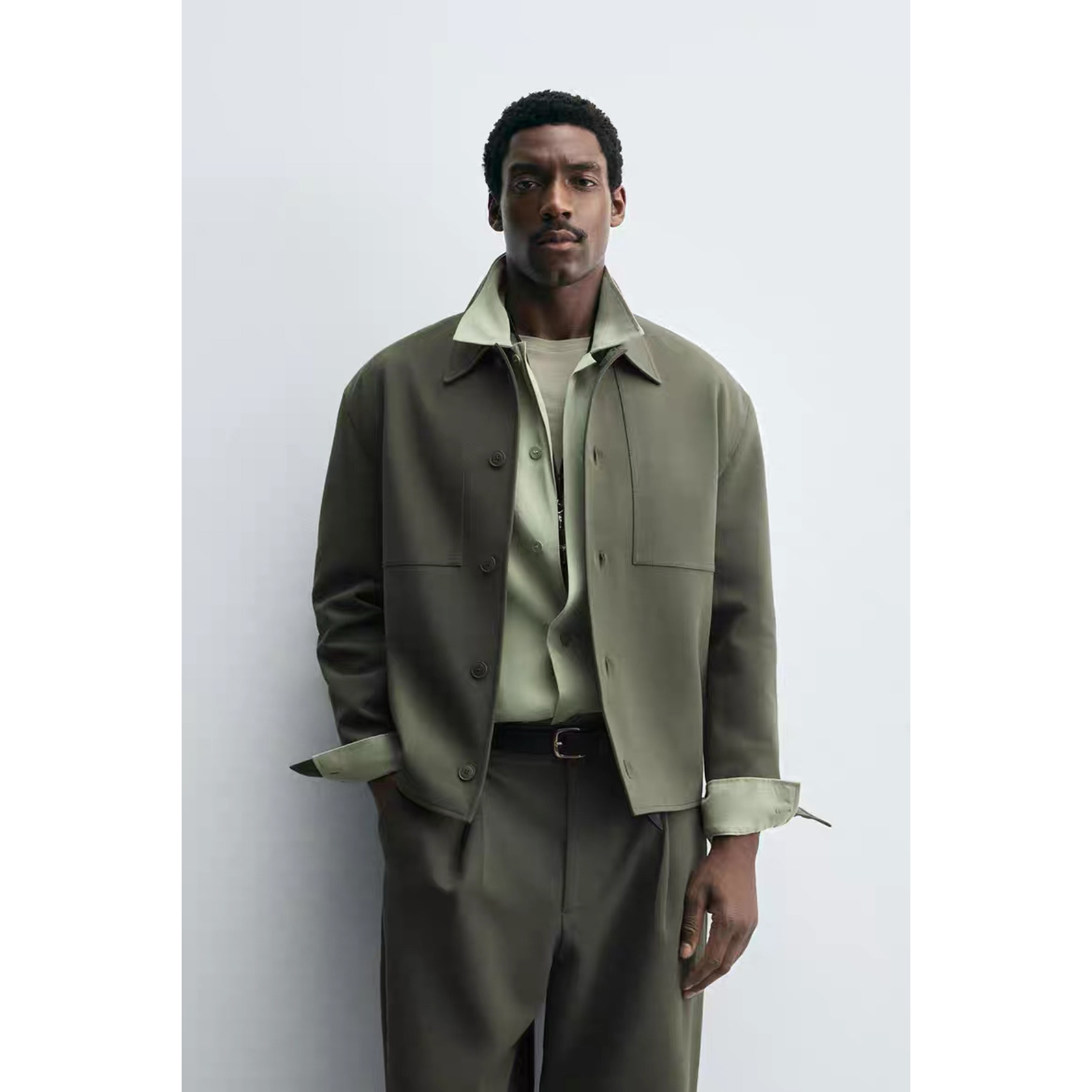 ZA 2025 年秋季新款男装时尚休闲翻领长袖衬衫外套 6861390 500