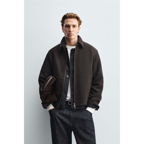 ZA 2025 秋季新品 男装 宽松翻领拉链纹理夹克外套 8281212 700