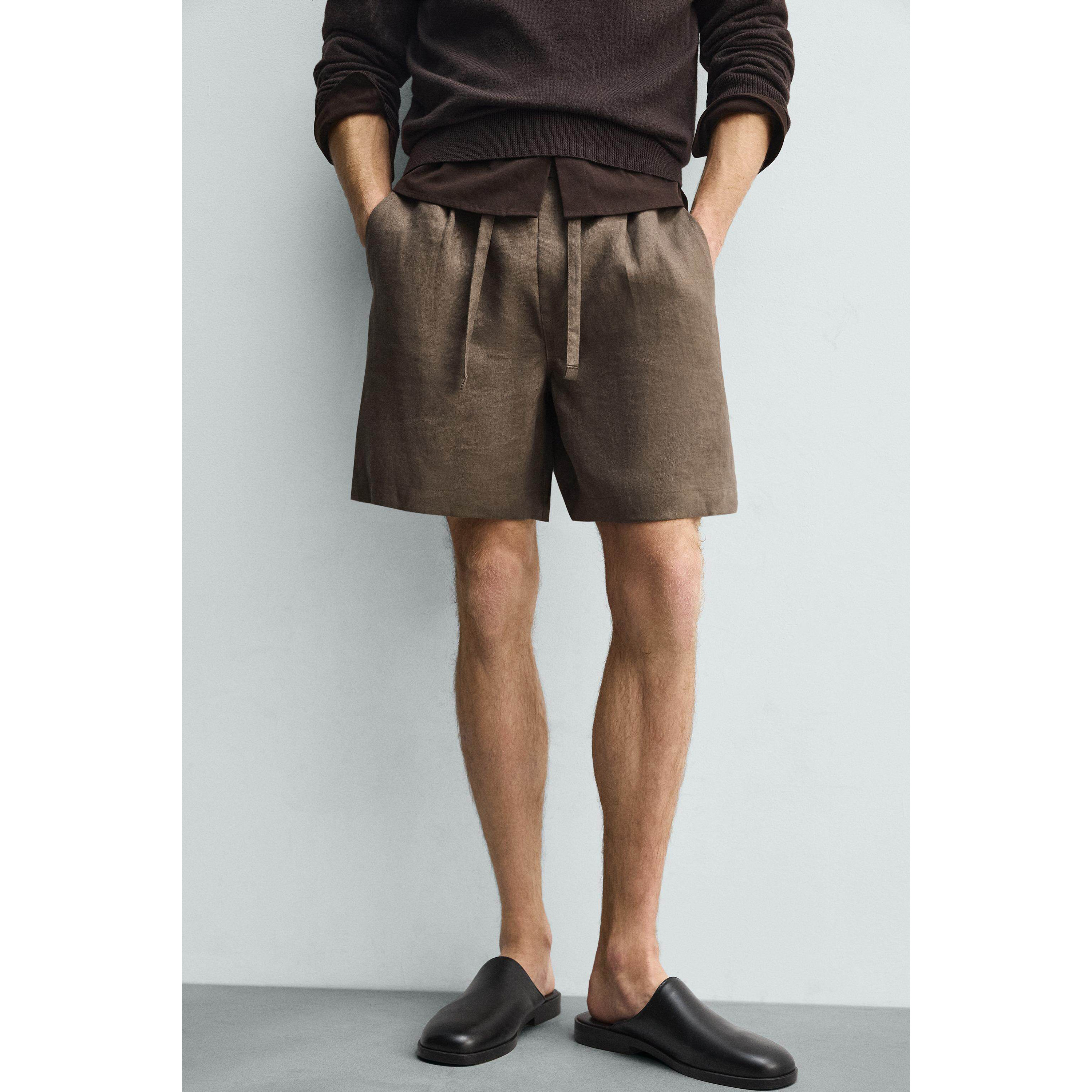 329！ZA 26年春夏季新品 男装 宽松弹力腰身休闲短裤 4410903 737