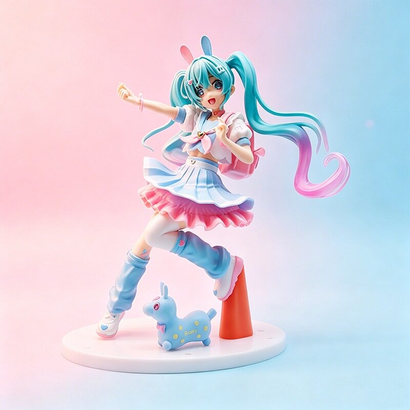 潮玩马卡龙初音手办车载二次元美少女动漫周边机箱桌面摆件礼物