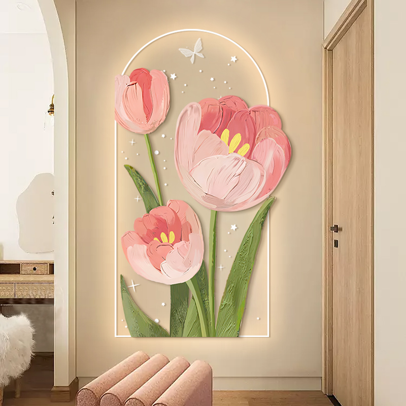 奶油风玄关装饰画3d立体郁