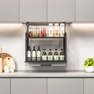 梦隅 吊柜手动升降拉篮下拉式 厨房橱柜调味篮垂直上下缓冲升降机