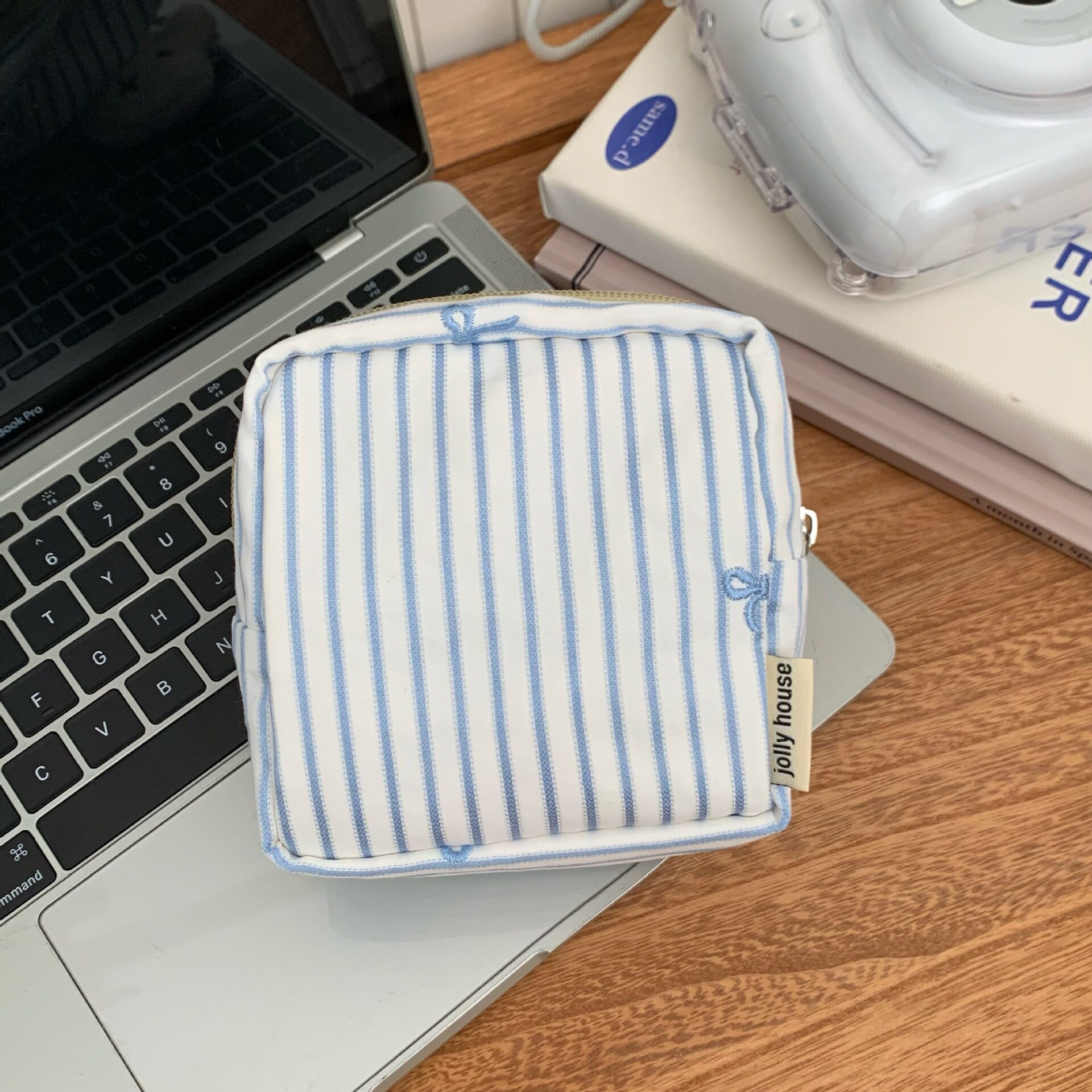 简约条纹自制豆腐包女便携手拿包可爱姨妈巾收纳包学生随身小包包