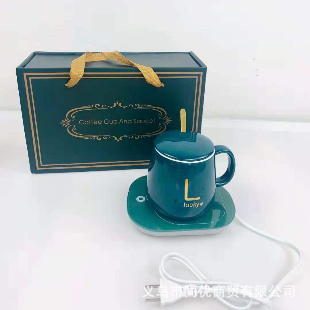 暖暖杯55度恒温杯陶瓷咖啡杯加热保温陶瓷杯恒温杯垫LOGO礼品