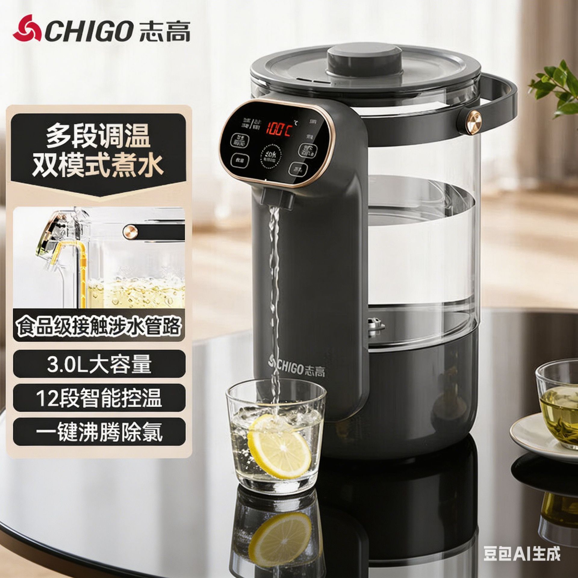 志高电热水瓶保温电热水壶家用玻璃恒温壶智能开水壶烧水保温一体