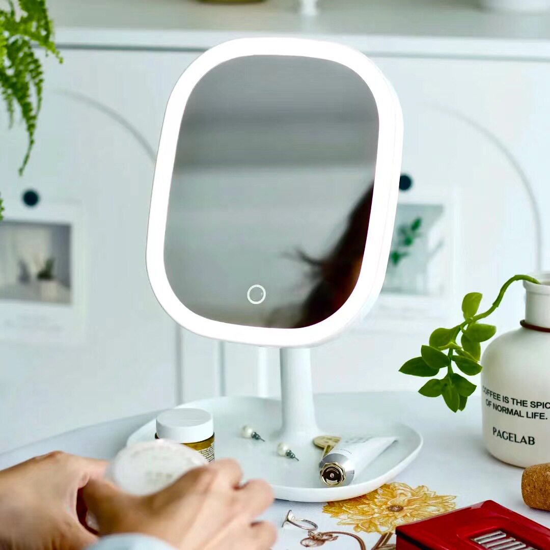 可爱少女化妆镜公主镜桌面镜子学生宿舍花朵台式梳妆镜造型美妆镜