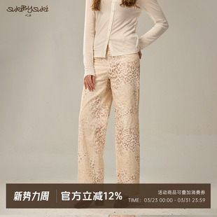 SukiBySuki 设计感印花豹纹斑点直筒宽松休闲裤