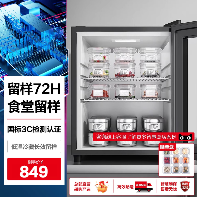 德玛仕学校食品留样柜专用带锁幼儿园小型留样柜保鲜冷藏箱展示柜