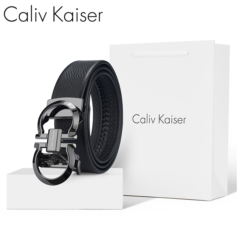 C&K2025新款男士皮带真皮自动扣年轻人商务牛皮裤腰带潮