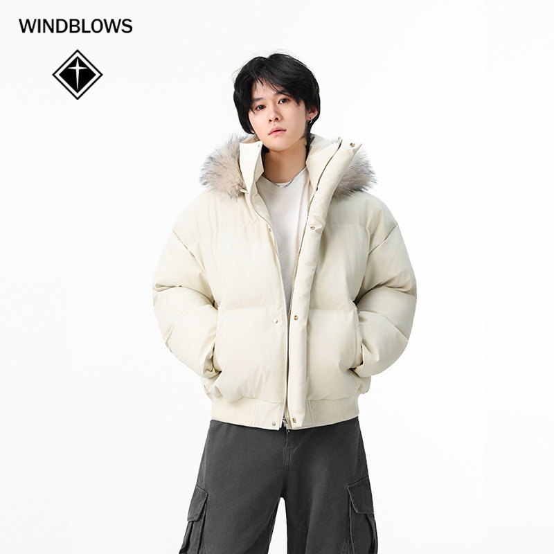 WIND BLOWS棉衣外套男女同款2025冬新款棉服加厚保暖面包服PU皮衣