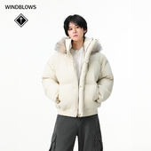 2025冬新款 WIND BLOWS棉衣外套男女同款 棉服加厚保暖面包服PU皮衣