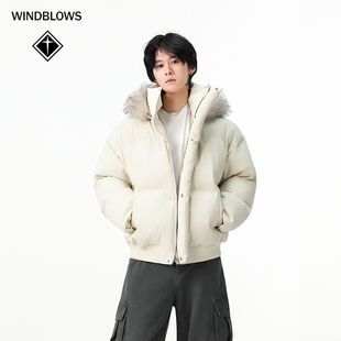 WIND BLOWS棉衣外套男女同款2025冬新款棉服加厚保暖面包服PU皮衣