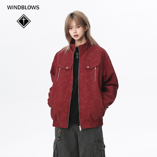 WIND BLOWS立领皮衣加棉加厚夹克新款男女同款PU皮衣外套2026春装