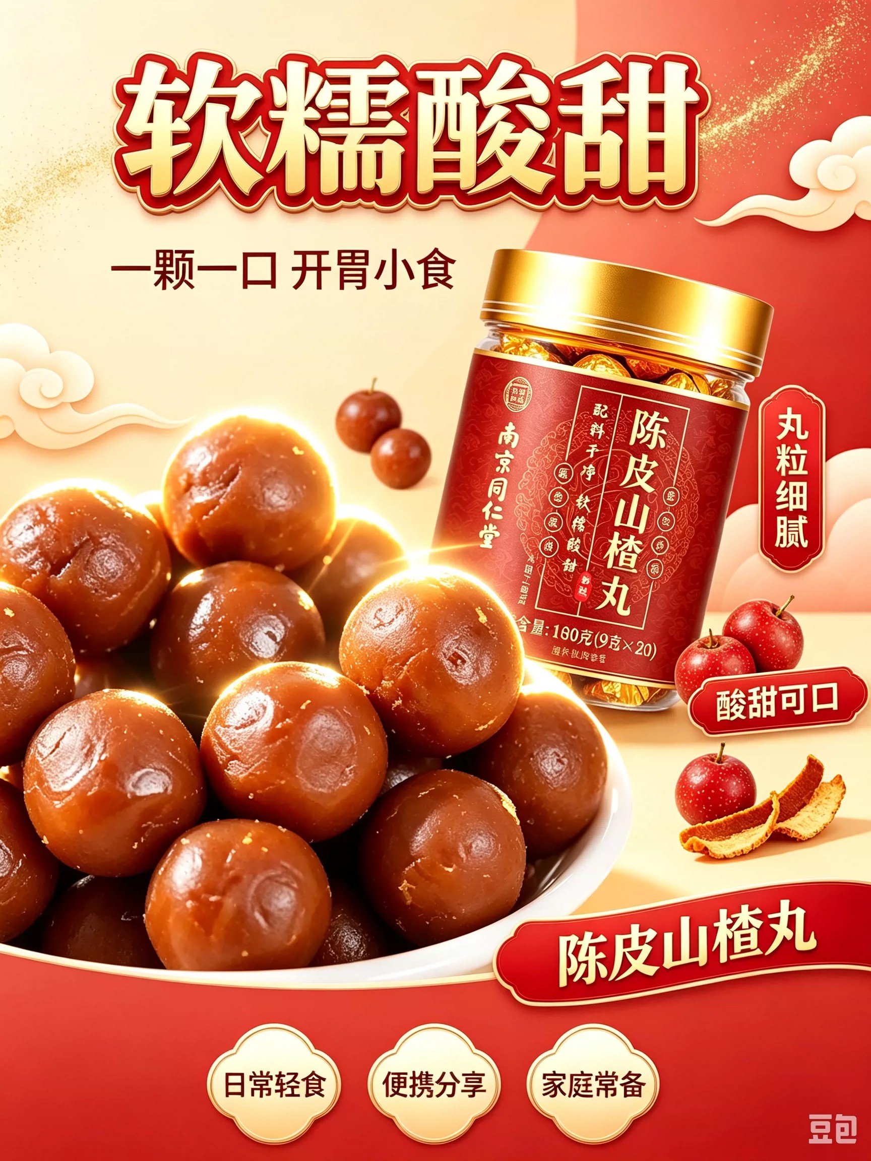 南京同仁堂陈皮山楂丸儿童独立包装老少皆宜酸甜好滋味草本膳食