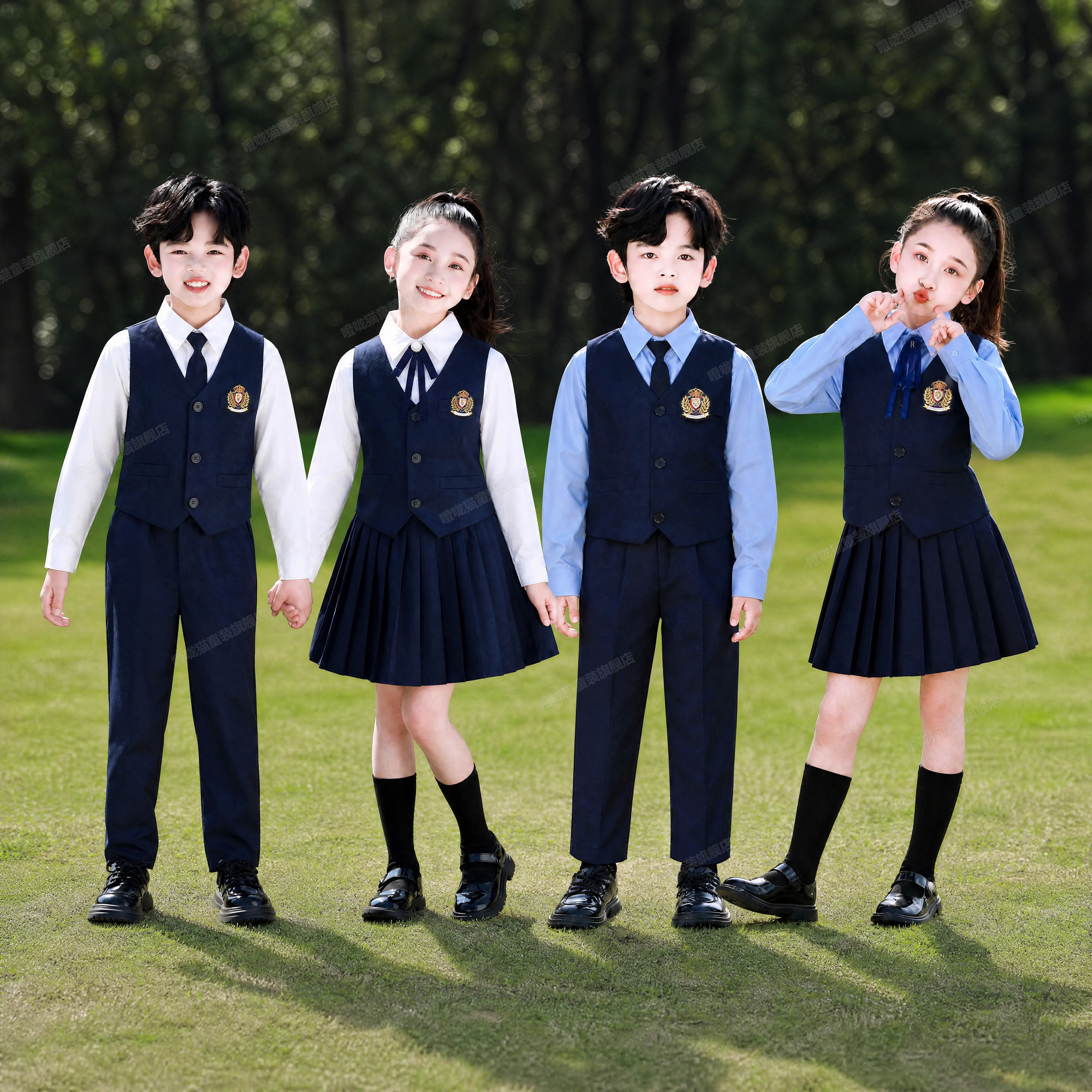 国庆儿童合唱爱国诗歌朗诵演出服男女童初中小学生演讲比赛礼服装
