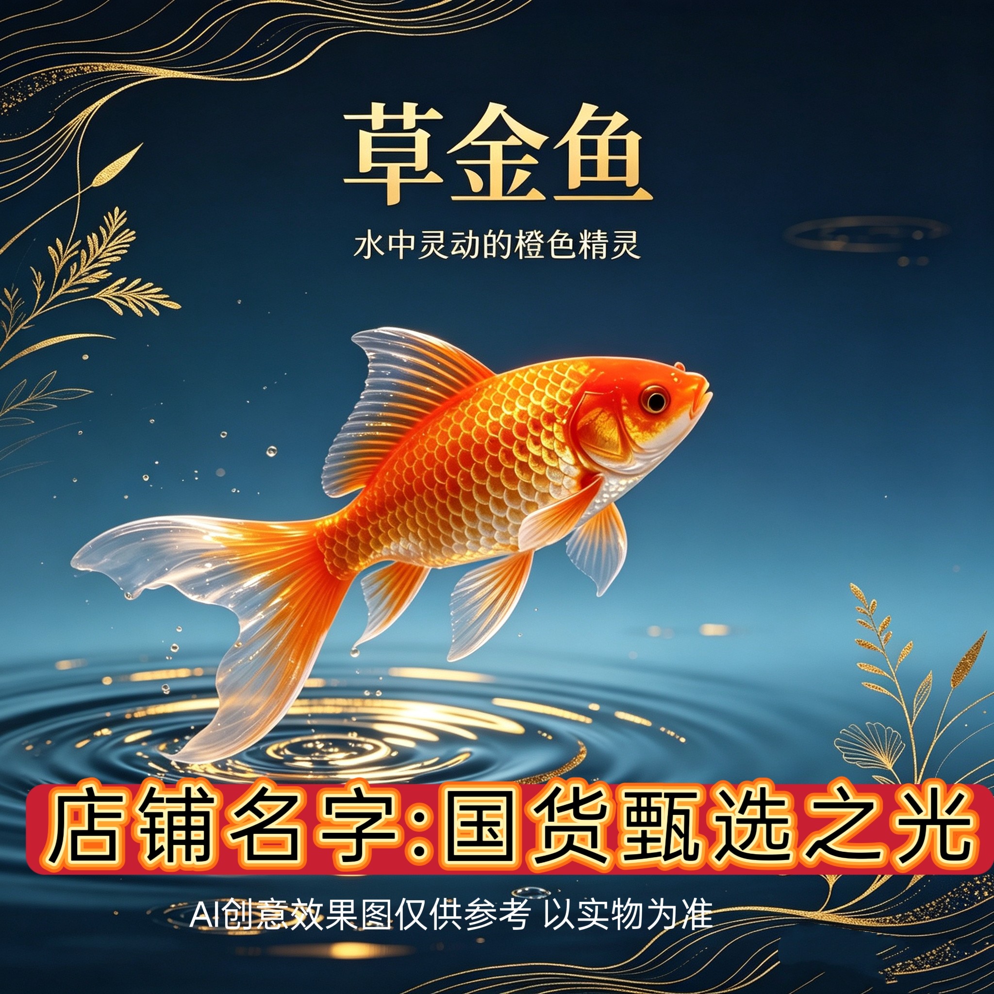 草金鱼好养耐活长尾大红草观赏鱼锦鲤活体冷水鱼淡水鱼金鱼红草鱼