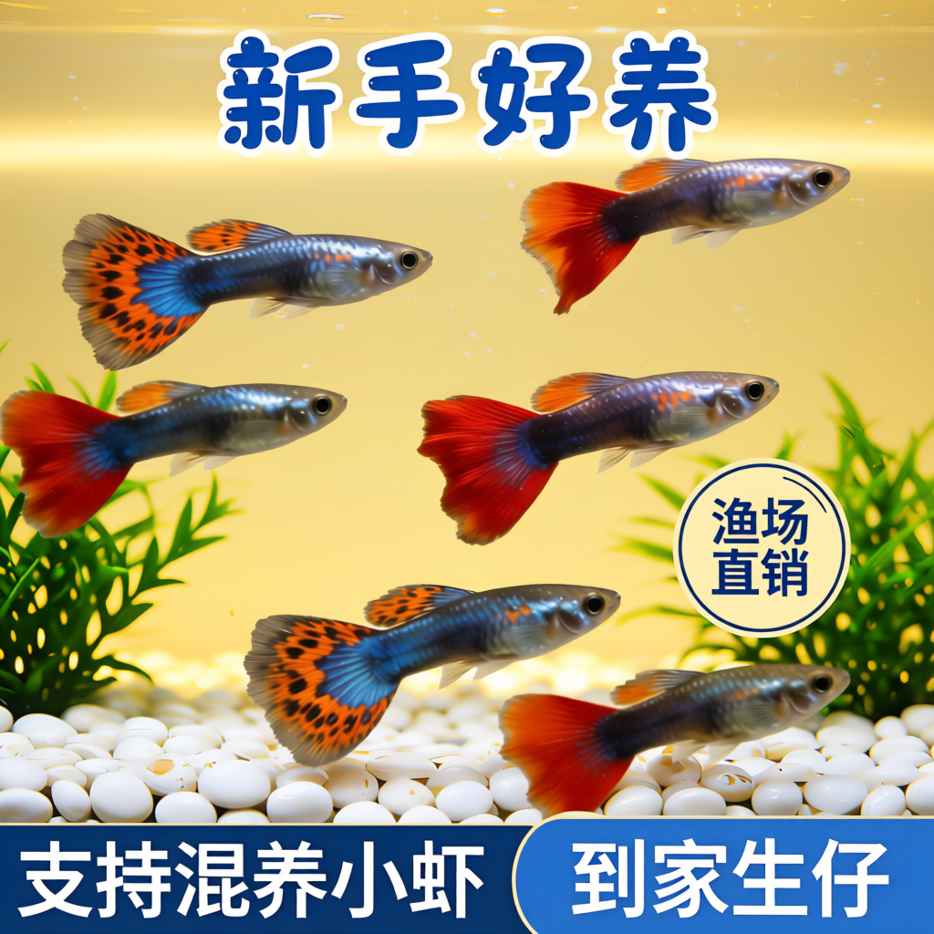 孔雀鱼观赏凤尾鱼小鱼纯种热带小型好养热带鱼耐活鱼苗观赏鱼孕母