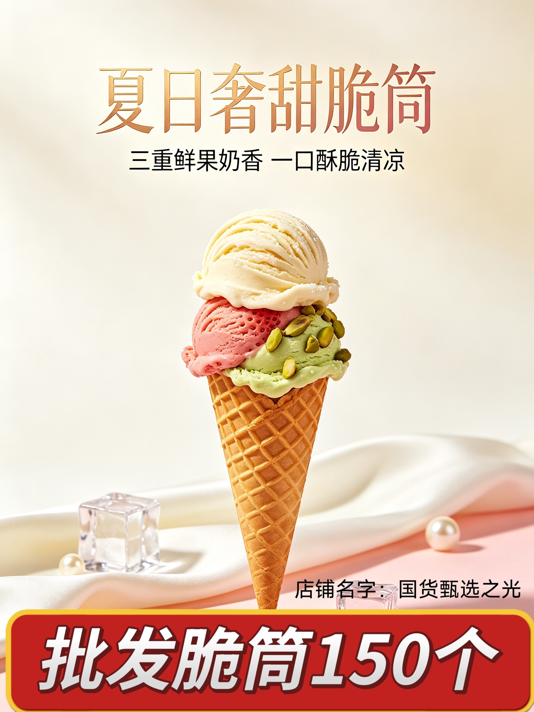 商用中号华夫脆筒皮冰激凌脆皮甜筒蛋筒冰淇淋蛋卷热奶宝筒平口类