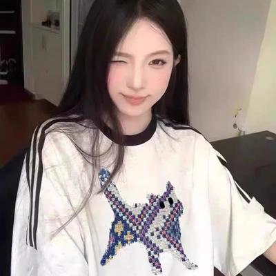 纯棉短袖t恤女2025新款夏季爆款条纹设计感小众美式宽松半袖上衣