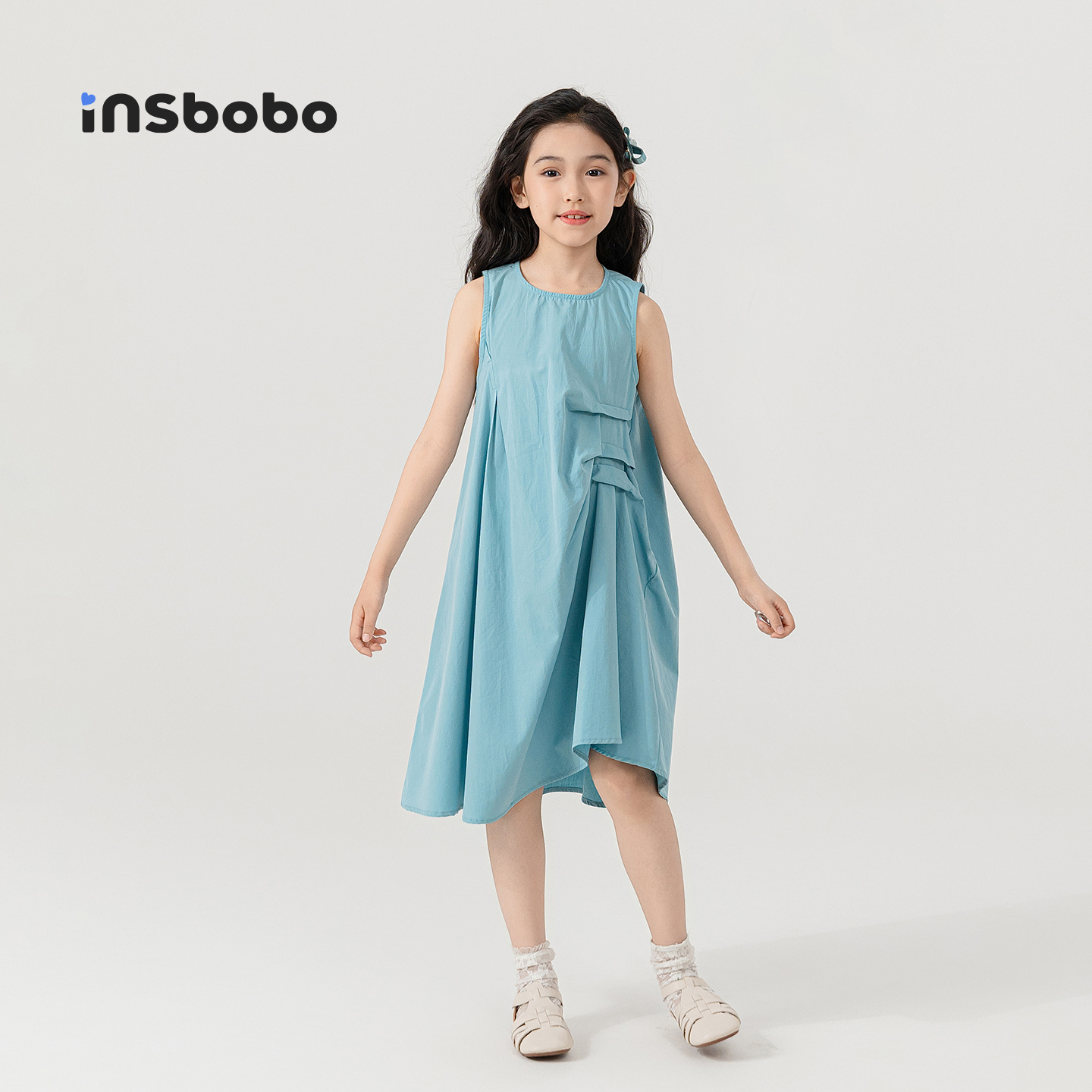INSbobo儿童连衣裙褶皱连衣裙
