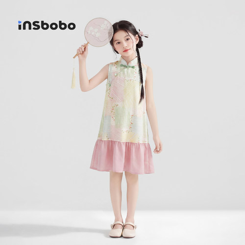 INSbobo儿童裙子印花无袖连衣裙