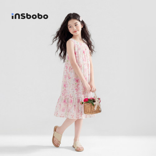INSbobo儿童裙子印花无袖连衣裙