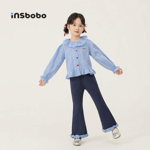 INSbobo儿童套装休闲格子套装