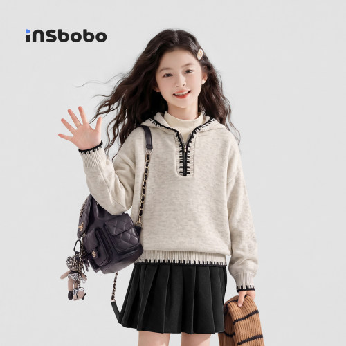 INSbobo儿童毛衣休闲连帽毛衣