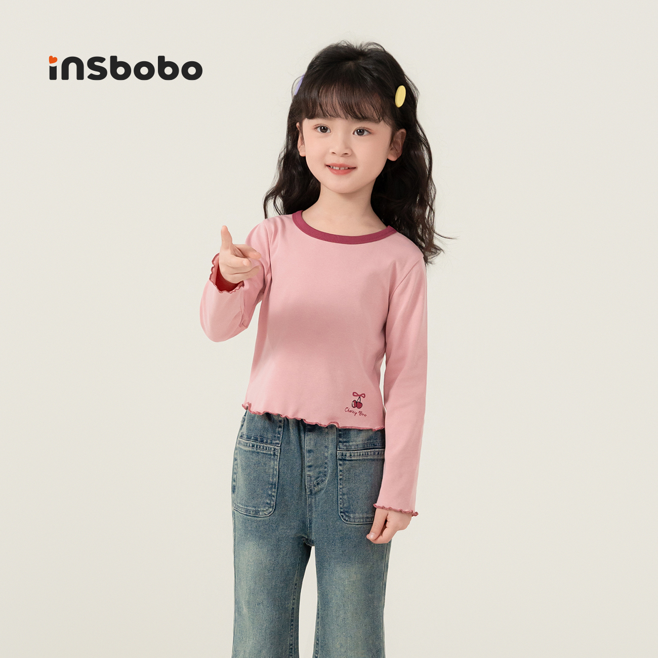 INSbobo儿童T恤樱桃绣花T恤