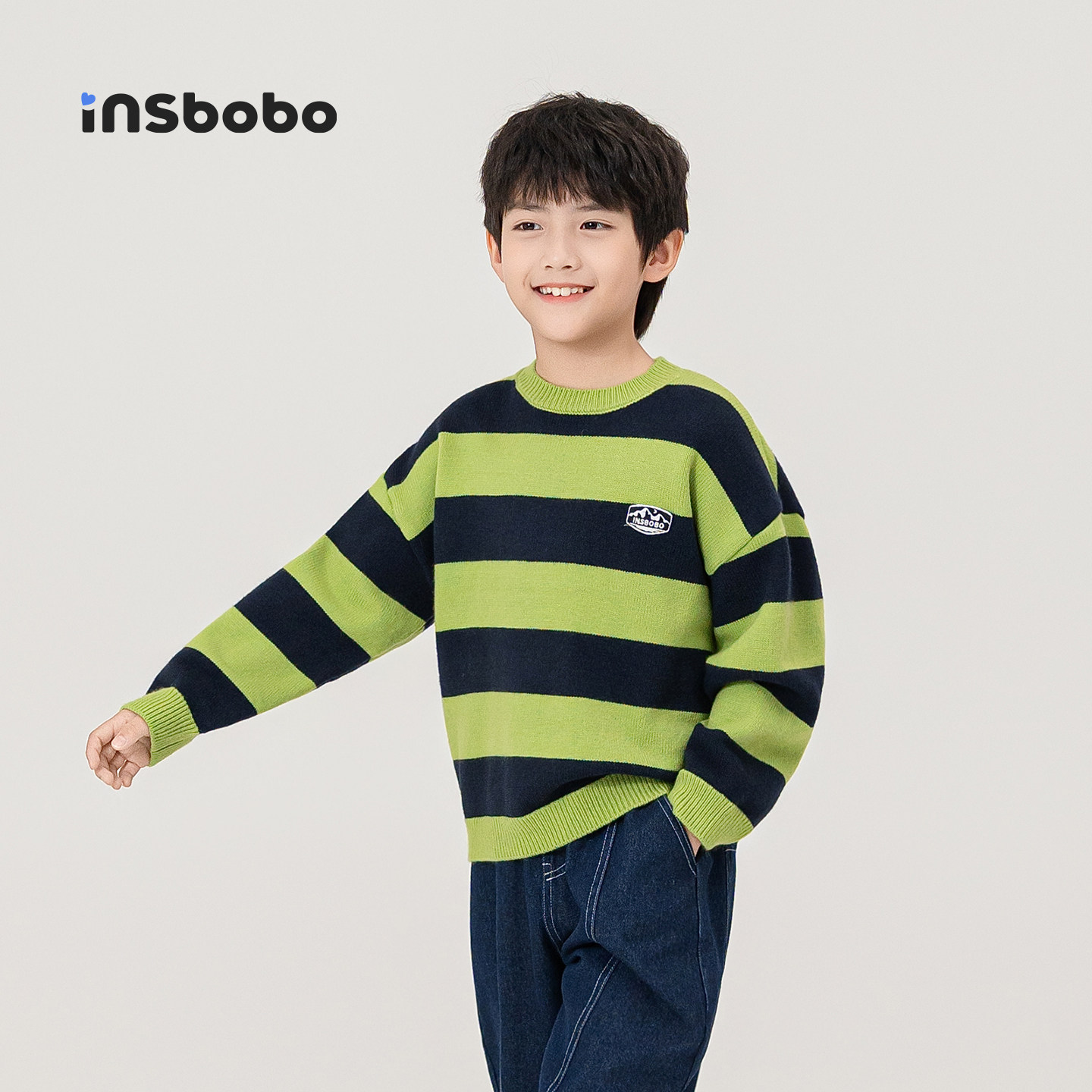 INSbobo儿童毛衣条纹毛衣