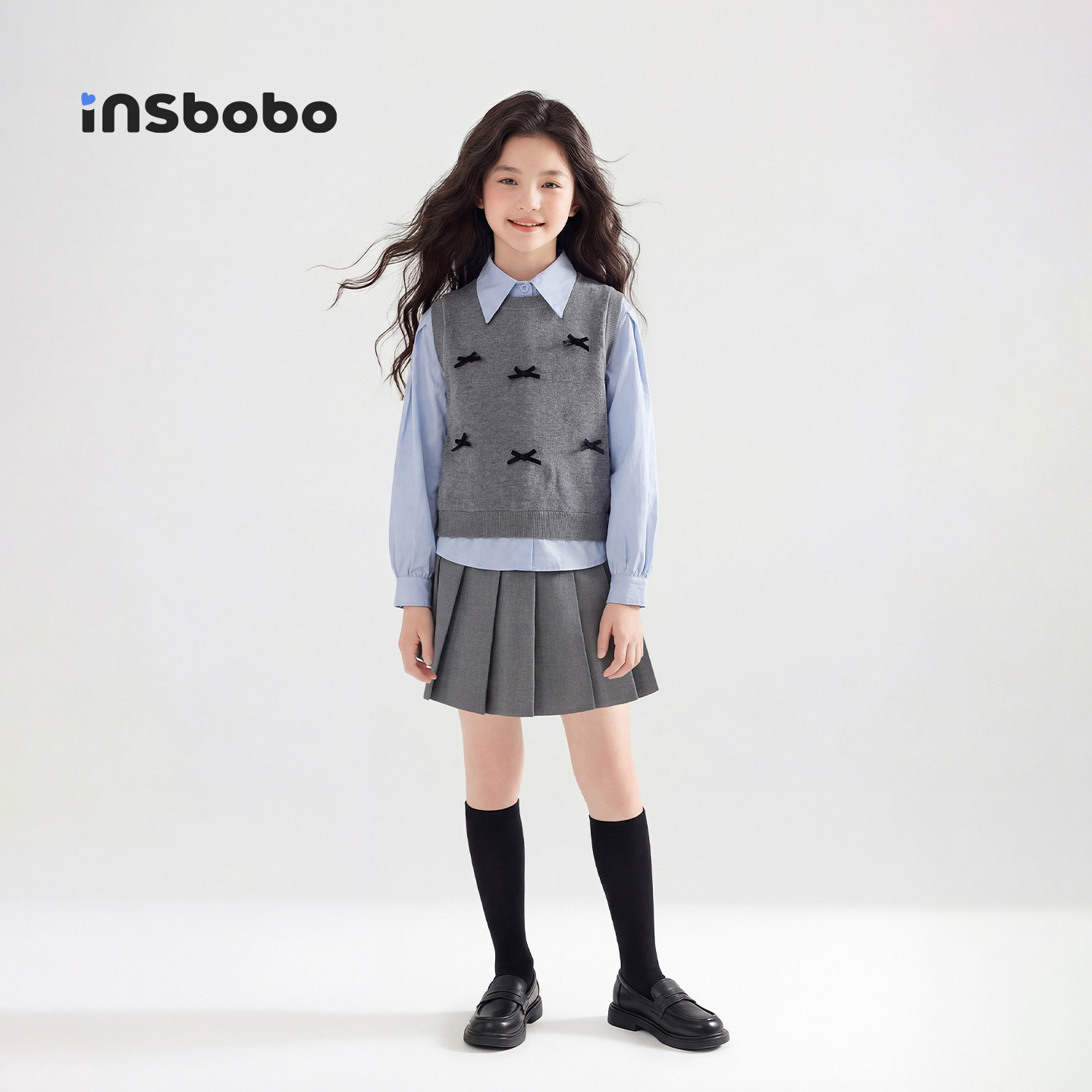 女童套装春季新款儿童马甲衬衫百褶裙公主装学院风女孩衣服童装春