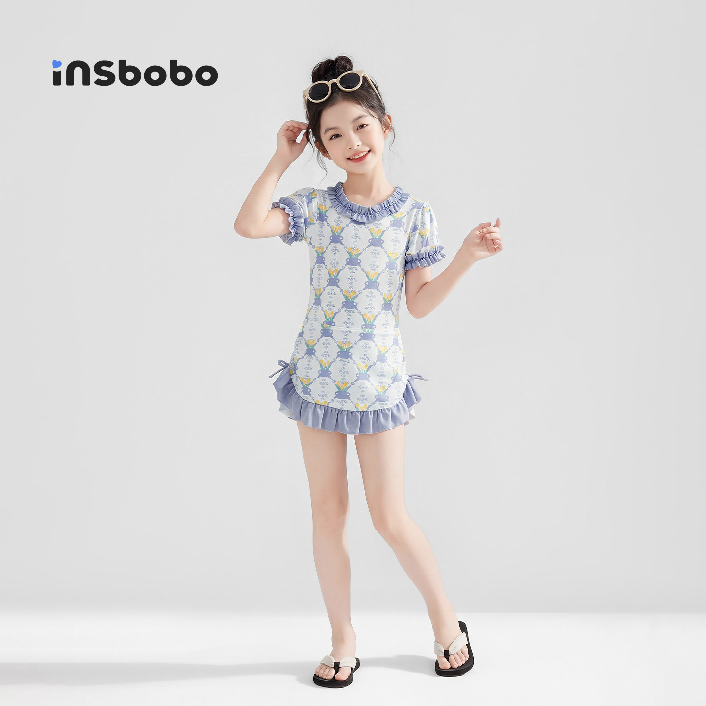 儿童泳衣可爱女童泳装2026新款女孩衣服花边宝宝连体游泳衣夏童装