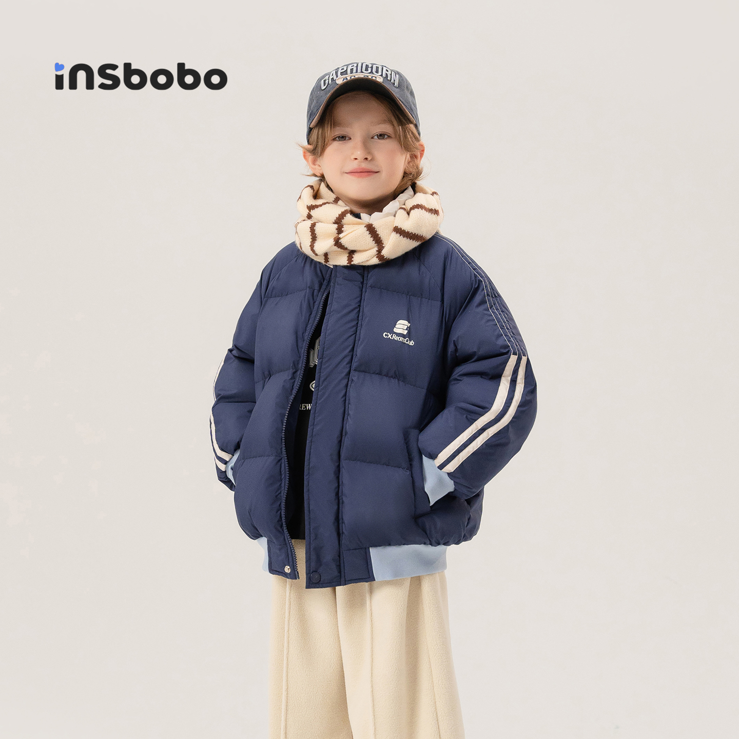 INSbobo儿童运动风立领羽绒服