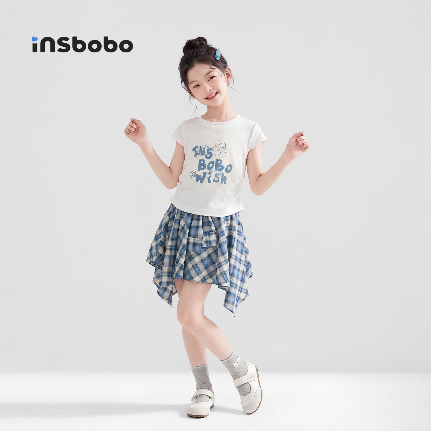 INSbobo童装女童套装2026夏季新款儿童短袖衣服女孩洋气裙子夏装