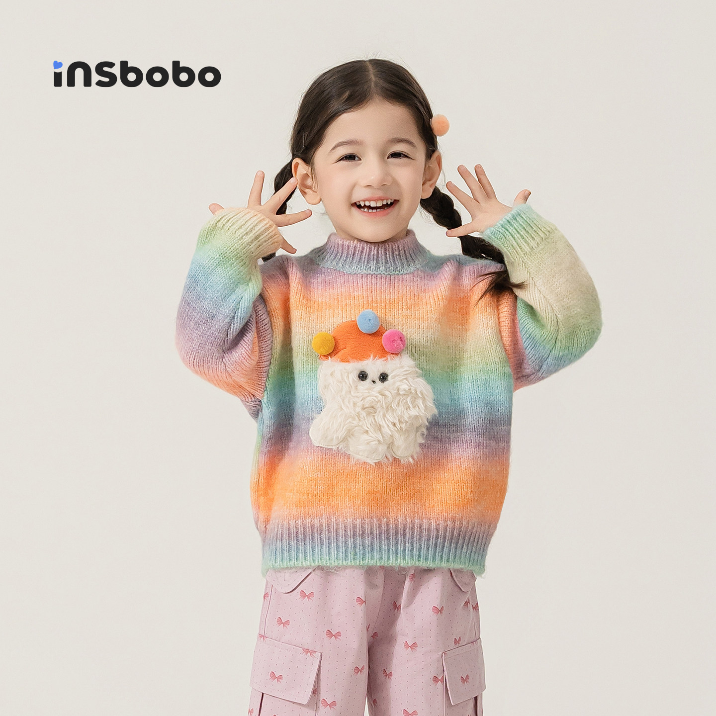 INSbobo儿童毛衣彩色毛球毛衣