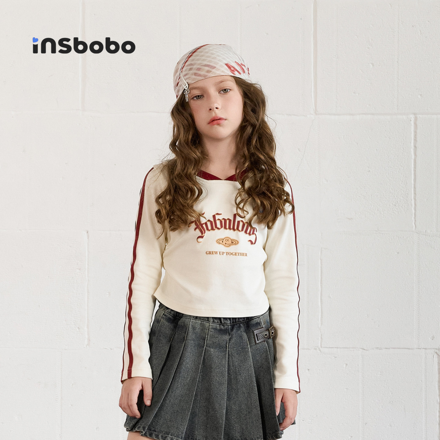 INSbobo儿童T恤休闲撞色印花T恤