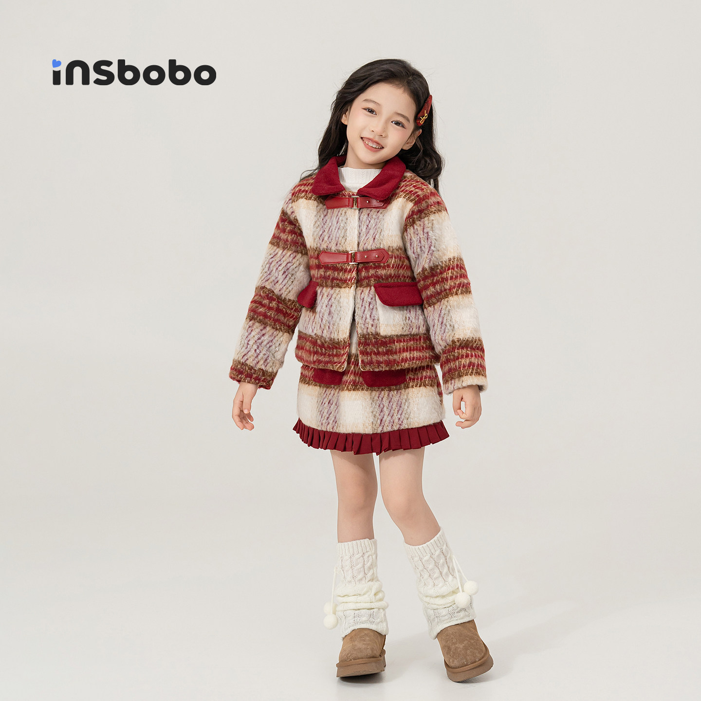 INSbobo儿童套装小香风格子套裙