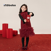 裙子公主裙童装 女童年服红色连衣裙女孩新中式 拜年服儿童冬装 衣服