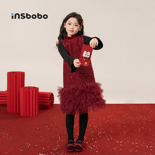 INSbobo儿童唐装无袖国风旗袍