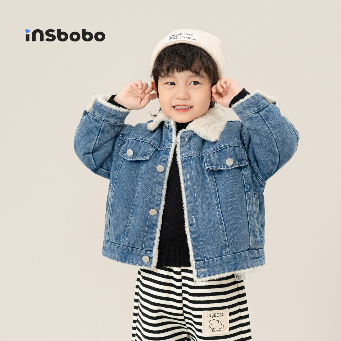 INSbobo儿童外套新款加绒夹克