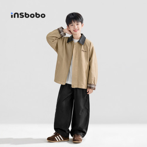 INSbobo儿童外套时尚拼接外套