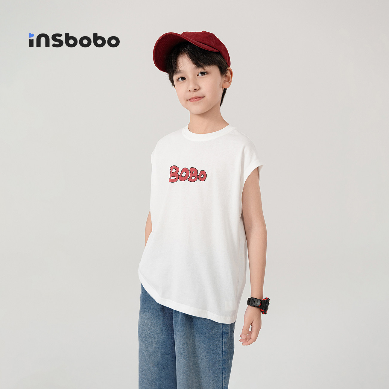 INSbobo童装男童背心外穿新款儿童t恤夏季白色上衣洋气男孩童装薄,童装/婴儿装/亲子装,背心吊带,淘宝优惠券,粉丝福利购,淘宝优惠卷