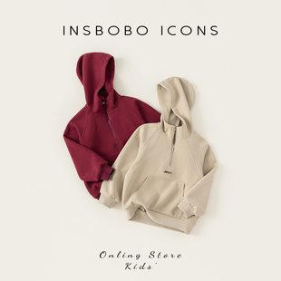 INSbobo儿童卫衣女童连帽上衣新款春秋装长袖运动衫男童衣服童装