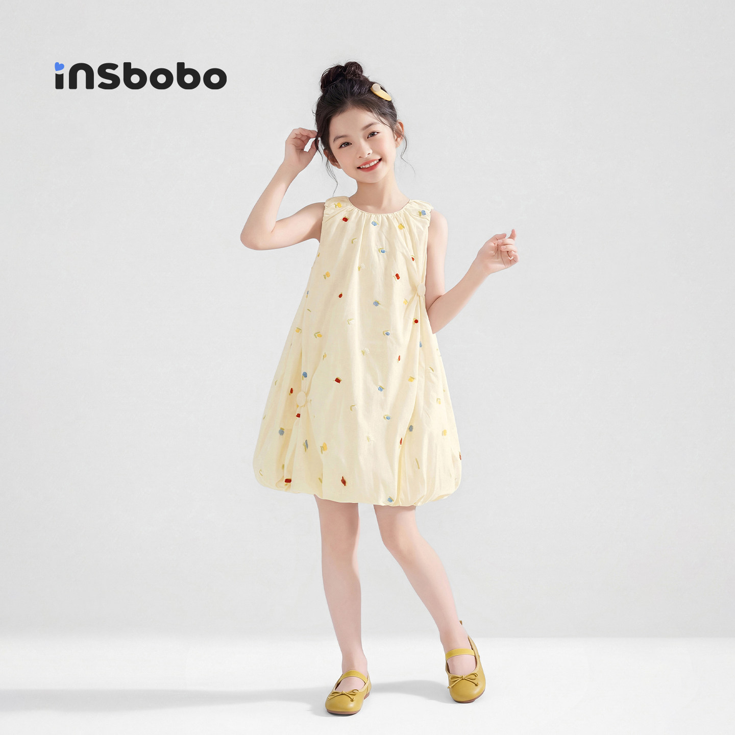 INSbobo儿童裙子甜美无袖花苞裙图片